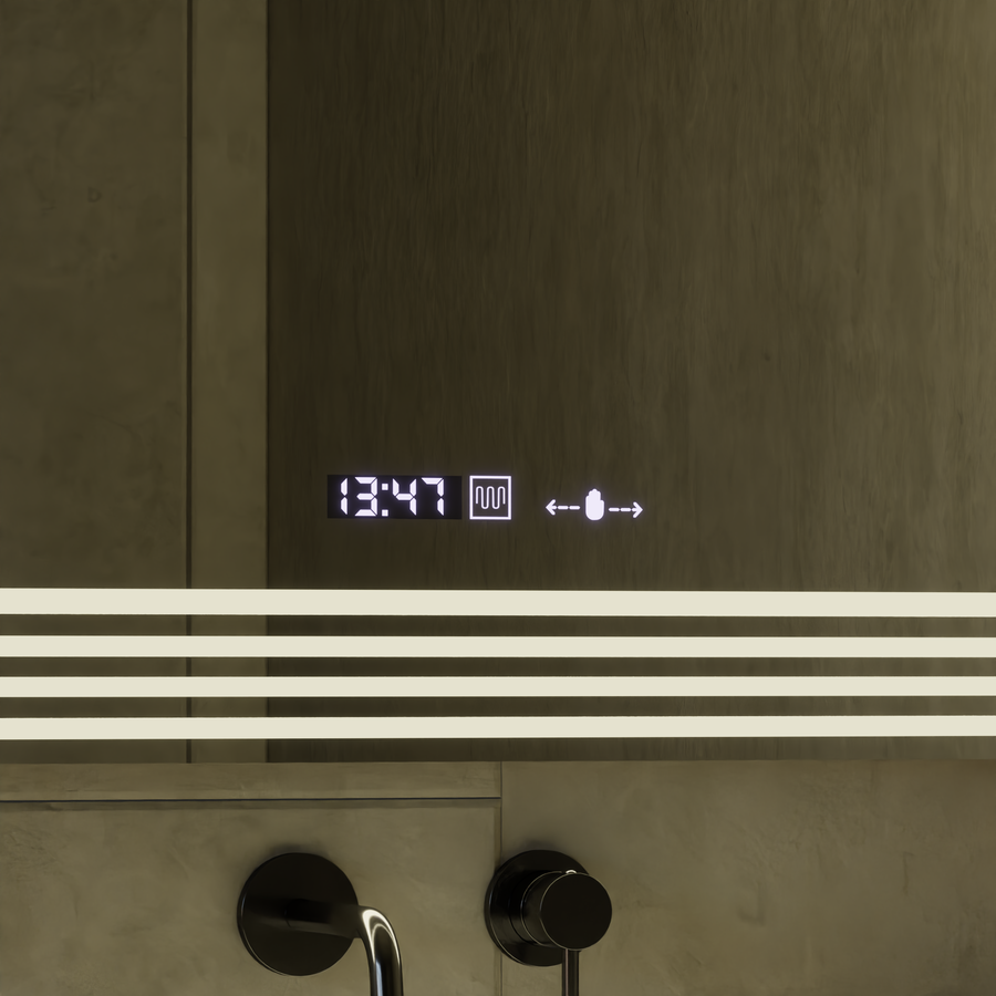 Mirror LED ορθογώνιο 60x80cm Venezia Sensor Motionglow Marcellow Dimable Clock Disrosting System
