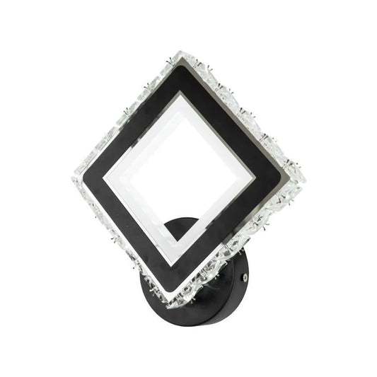 Εφαρμόστε Terrano LED με κρυστάλλους, τετράγωνο, 24W, κρύο/ζεστό/ουδέτερο φως, μαύρο & ανοξείδωτο