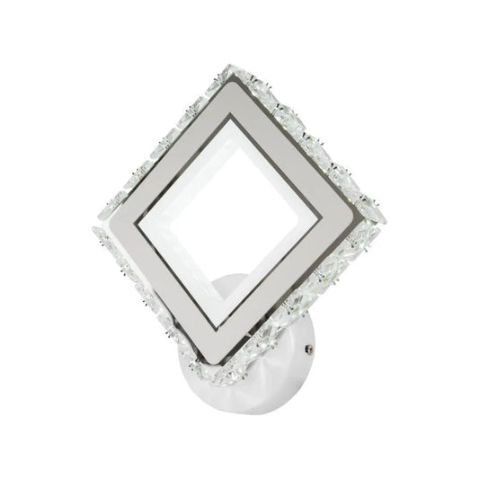 Εφαρμόστε Terrano LED με κρυστάλλους, τετράγωνο, 24W, κρύο/ζεστό/ουδέτερο φως, λευκό και ανοξείδωτο