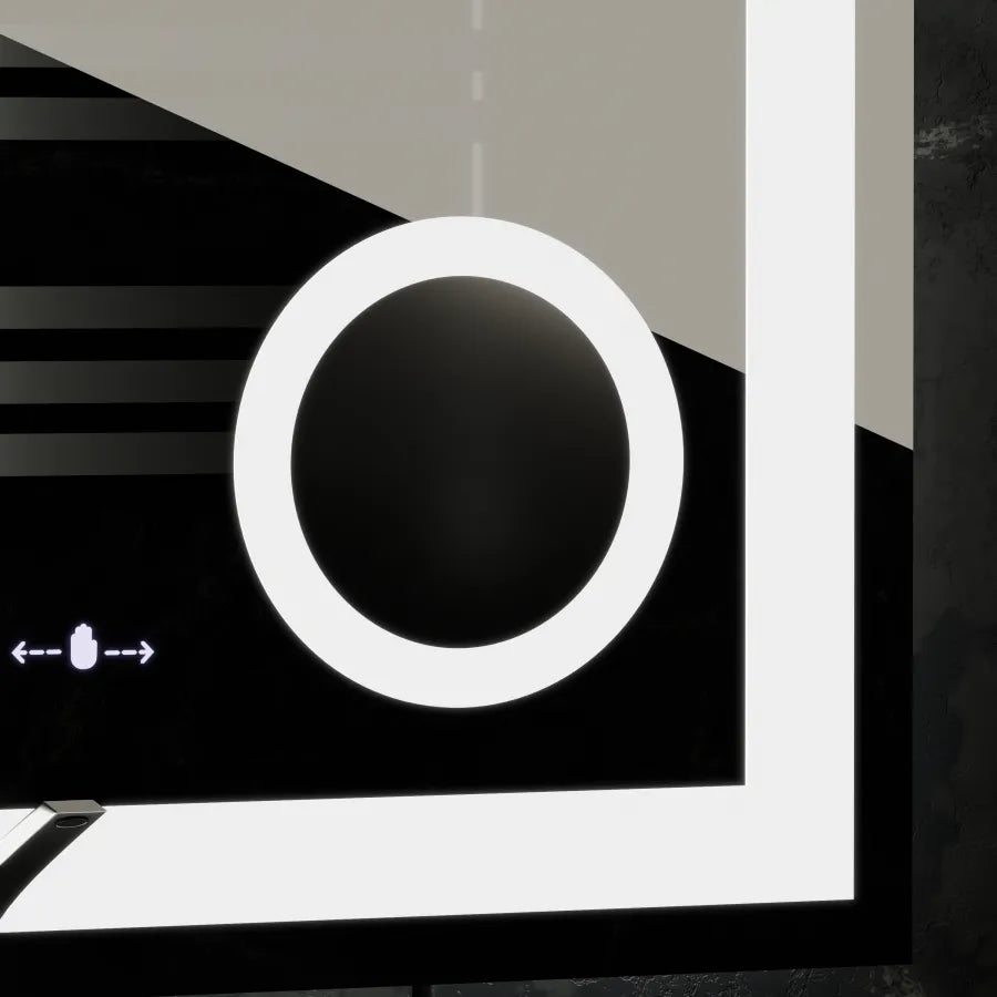 Ορθογώνιος καθρέφτης LED, 80x80cm, Souverain MotionGlow Marcello, Σύστημα Demister, Ρολόι & Θερμόμετρο, Καλλυντικό Μεγεθυντικός φακός, Dimable