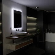 Ορθογώνιος καθρέφτης LED, 60x80cm, αισθητήρας Pugliesi MotionGlow Marcello, Σύστημα αποθαμβώματος, Ρολόι & Θερμόμετρο, Ρυθμιζόμενο