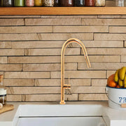 Μπαταρία κουζίνας με εκχυλίσιμο ντους, υγειονομικό ορείχαλκο, χρυσό, CF2043