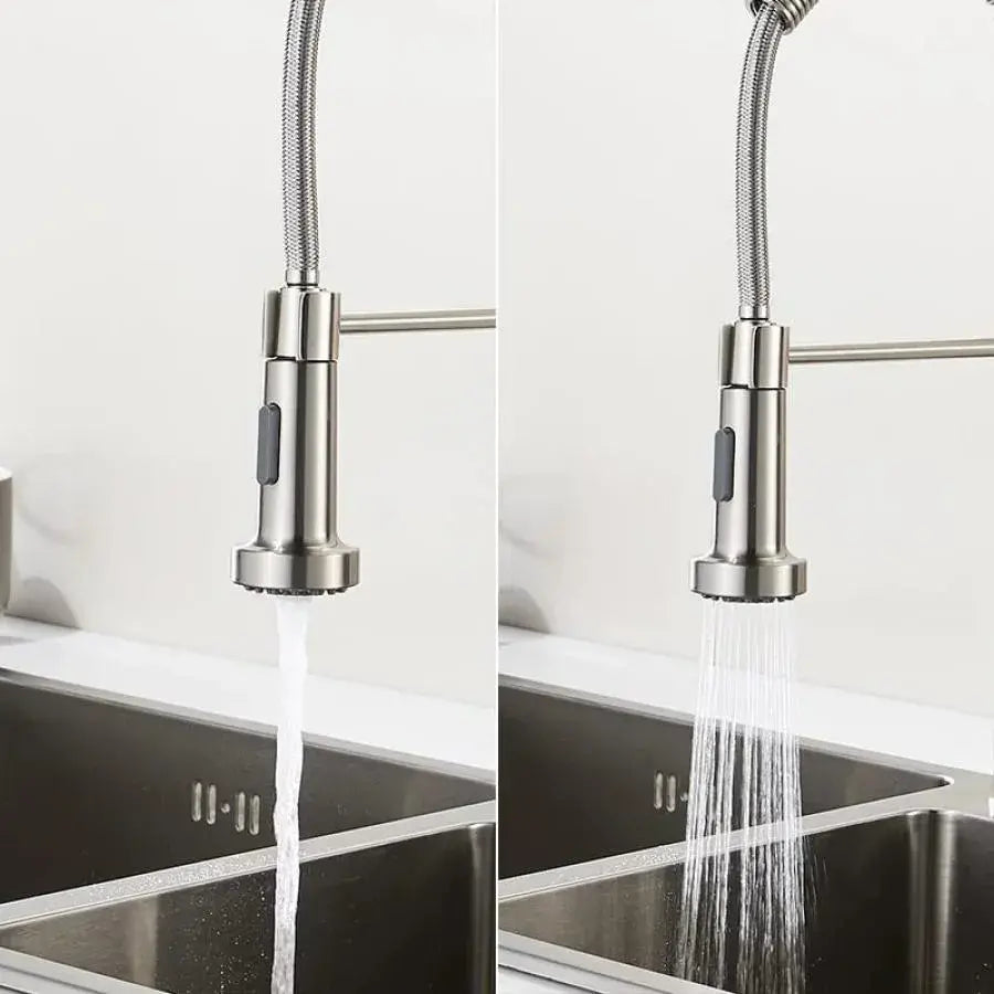 Μπαταρία κουζίνας με εκχυλίσιμο ντους, ανοξείδωτο χάλυβα και ορείχαλκο, yd/101