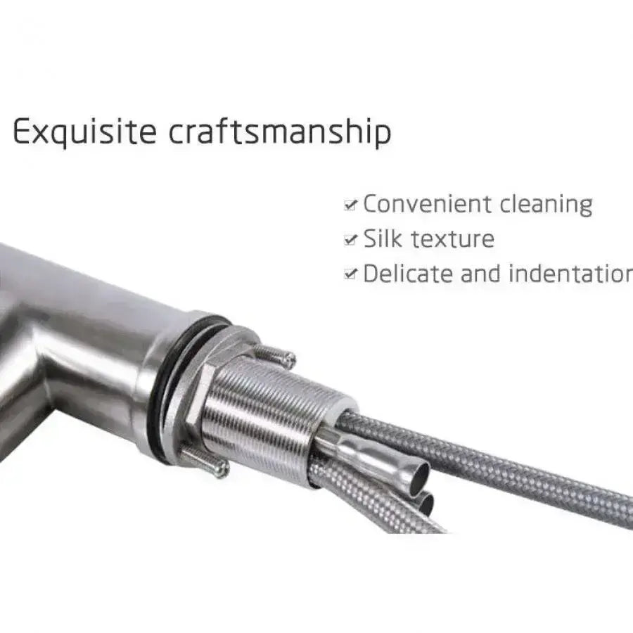 Κουζίνα μπαταρίας με εκχυλίσιμο ντους, ανοξείδωτο χάλυβα 304, σατέν, CF018