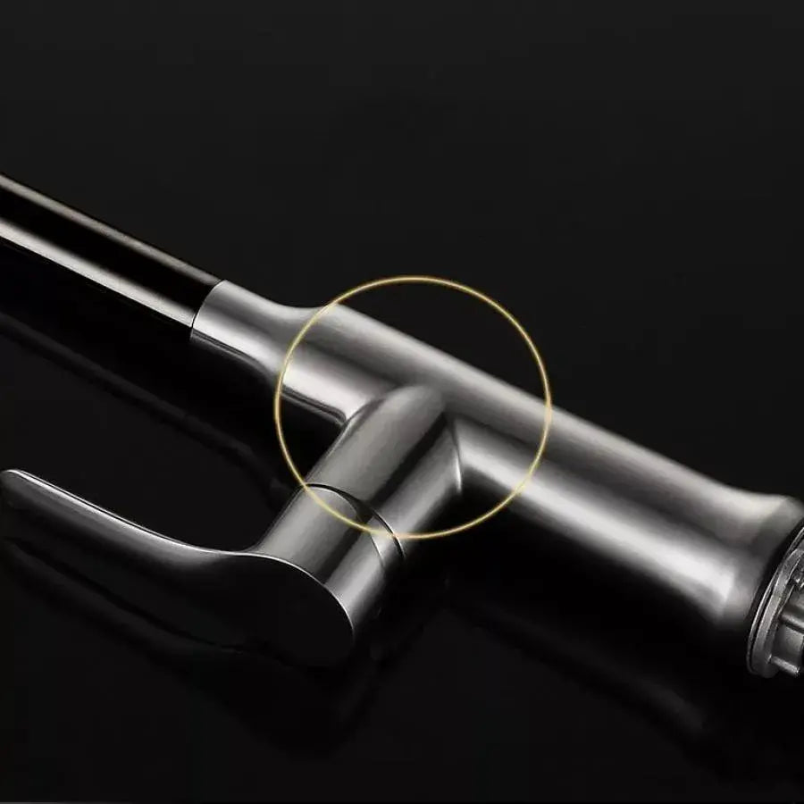 Κουζίνα μπαταρίας με εκχυλίσιμο ντους, ανοξείδωτο χάλυβα 304, σατέν, CF023