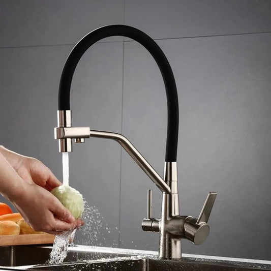 Μπαταρία κουζίνας με 3 άλογα εύκαμπτες σωληνώσεις μαύρο ασημένιο μαύρο