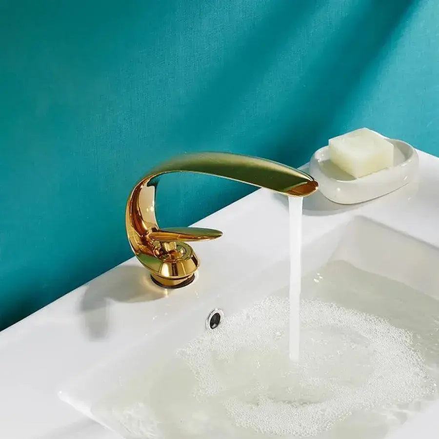 Μπαταρία Washbasin, υγιεινό ορείχαλκο, χρυσός, OD/2054