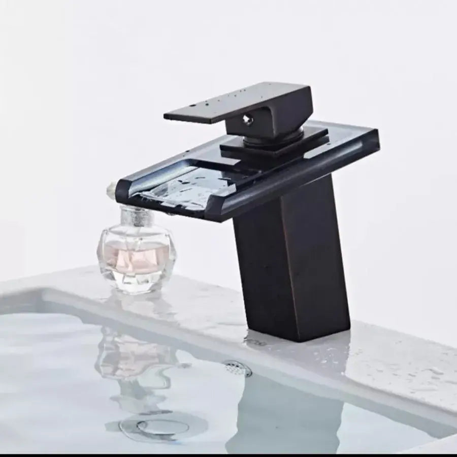 Washbasin της μπαταρίας, κράμα και γυαλί, μαύρο, OD3007