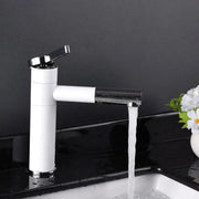 Washbasin Battery με εκχυλίσιμο ντους, υγιεινό ορείχαλκο, λευκό, WZX/2021