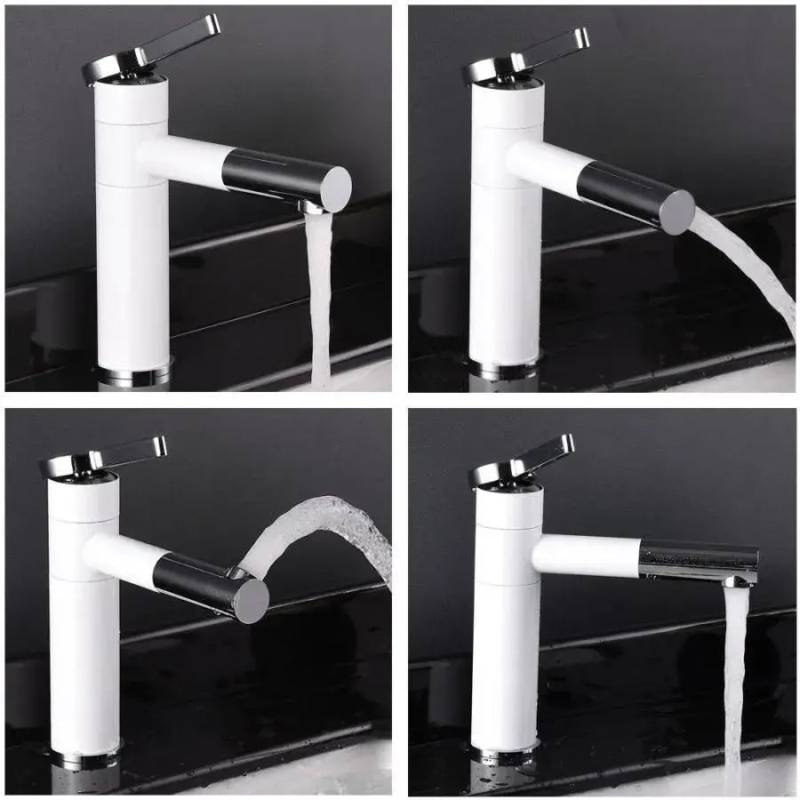 Washbasin Battery με εκχυλίσιμο ντους, υγιεινό ορείχαλκο, λευκό, WZX/2021