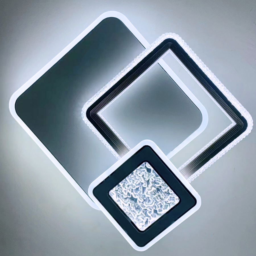 NYXORA LED Πολυέλαιος 51W, 3 Τετράγωνα, Κρύο/Ζεστό/Ουδέτερο φως, Μαύρο