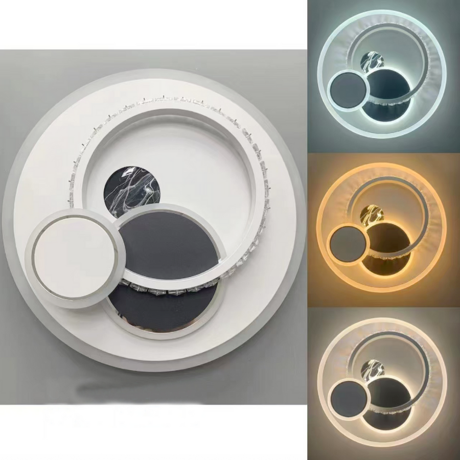 Πολυέλαιος LED με κρύσταλλο HELIOX, 43W, 4 κύκλοι, Κρύο/Ζεστό/Ουδέτερο φως, Λευκό