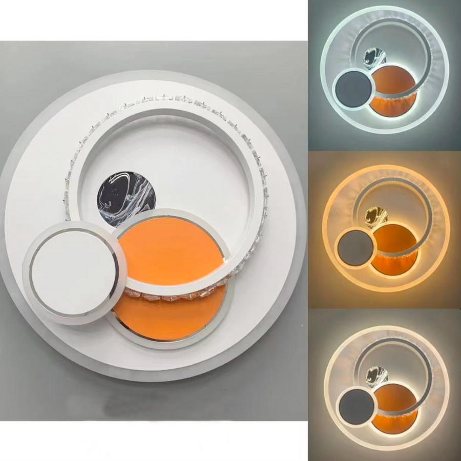 Πολυέλαιος LED με κρύσταλλο HELIOX, 45W, 4 κύκλοι, Κρύο/Ζεστό/Ουδέτερο φως, Λευκό