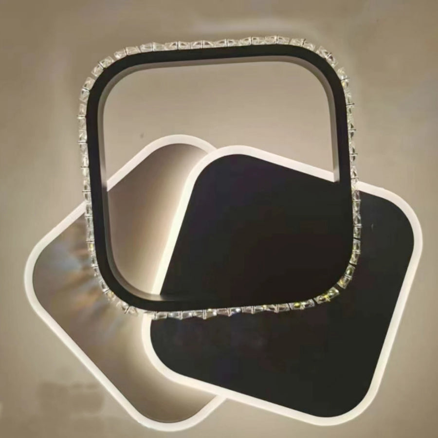 Κρυστάλλινος πολυέλαιος LED PRISMIQ 39W, 3 Τετράγωνα, Κρύο/Ζεστό/Ουδέτερο φως, Μαύρο