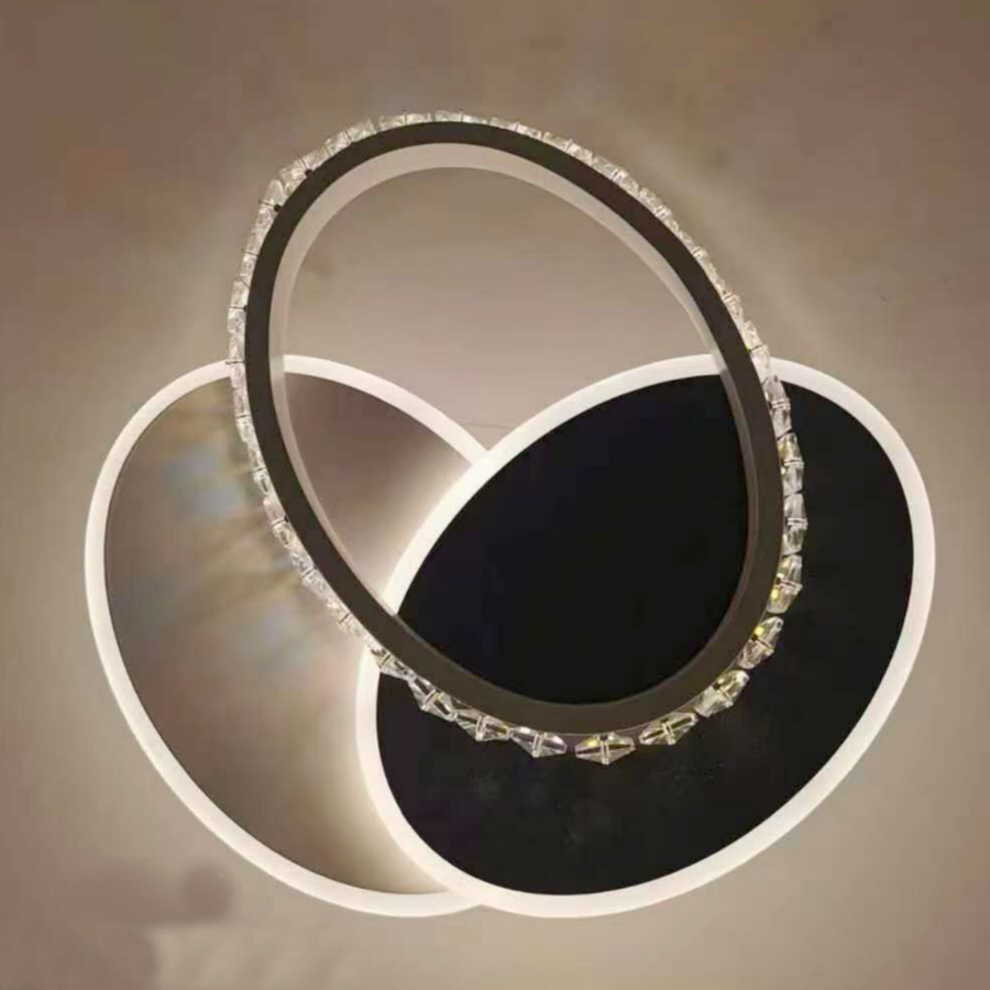 Κρυστάλλινος πολυέλαιος LED PRISMIQ 28W, 3 Οβάλ, Κρύο/Ζεστό/Ουδέτερο φως, Μαύρο