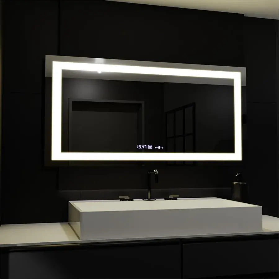 Ορθογώνιος καθρέφτης LED, 160x80cm, Verite MotionGlow Marcello, Σύστημα Demister, Ρολόι & Θερμόμετρο, Ρυθμιζόμενο