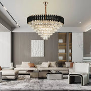 Crystal πολυέλαιο Versailles Supremo 12xe27, διάμετρο 80cm, γυαλιστερό και μαύρο χρυσό, ρυθμιζόμενο ύψος