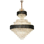 Crye πολυέλαιος Versailles Grande Supremo 10xe14, 60cm x διάμετρο 90cm, γυαλιστερό και μαύρο χρυσό, ρυθμιζόμενο ύψος