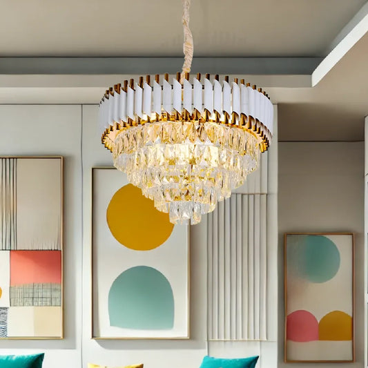 Crystal πολυέλαιος Βερσαλλιές Noble 4xE14, διάμετρος 40cm, γυαλιστερό και λευκό χρυσό, ρυθμιζόμενο ύψος