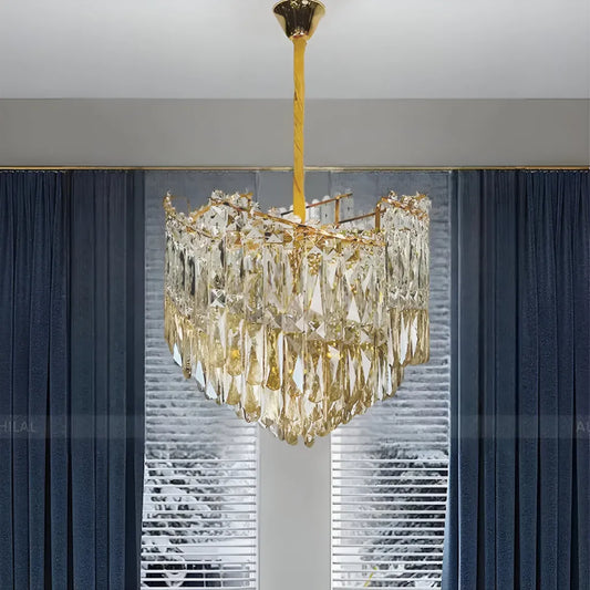 Πολυέλαιος Crystal Topkapi Petito 3xe27, διάμετρος 30cm, γυαλιστερό χρυσό, ρυθμιζόμενο ύψος