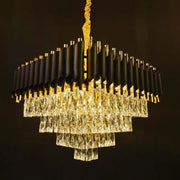 Crystal πολυέλαιο Versailles Eleganza 7x E14, διάμετρος 49cm, γυαλιστερό και μαύρο χρυσό, ρυθμιζόμενο ύψος