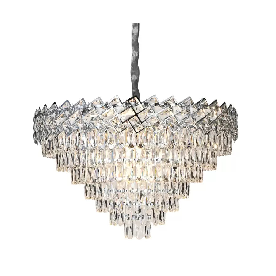 Crystal πολυέλαιος Windsor Supremo 16xe27, διάμετρο 80cm, γυαλιστερό χρώμιο, ρυθμιζόμενο ύψος
