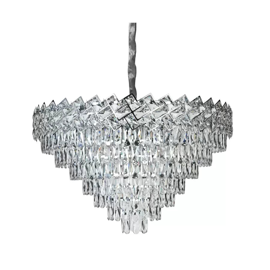 Crystal πολυέλαιος Windsor Supremo 16xe27, διάμετρο 80cm, γυαλιστερό χρώμιο, ρυθμιζόμενο ύψος