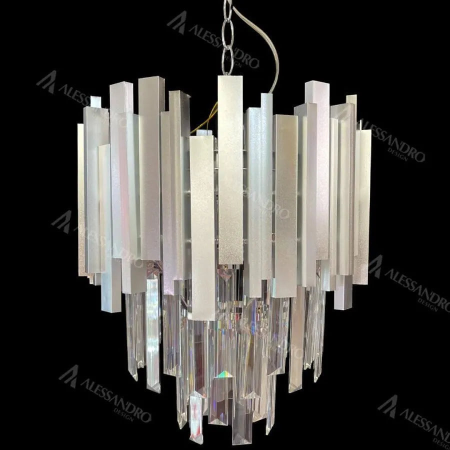 Πολυέλαιος Crystal mateo 6x e14 ασημί