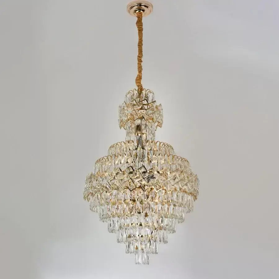 WINDSOR Grande Supremo Crystal Chandelier 14xE27, Διάμετρος 60X90cm, Γυαλιστερό Χρυσό, Ρυθμιζόμενο Ύψος