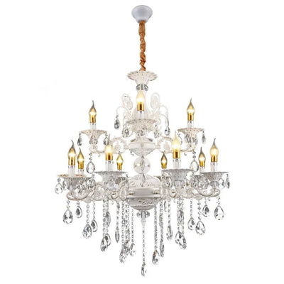 Candelabru Sansoiu Royal 12xe14 Metal και Crystal Ρυθμιζόμενο λευκό και ασήμι ύψος