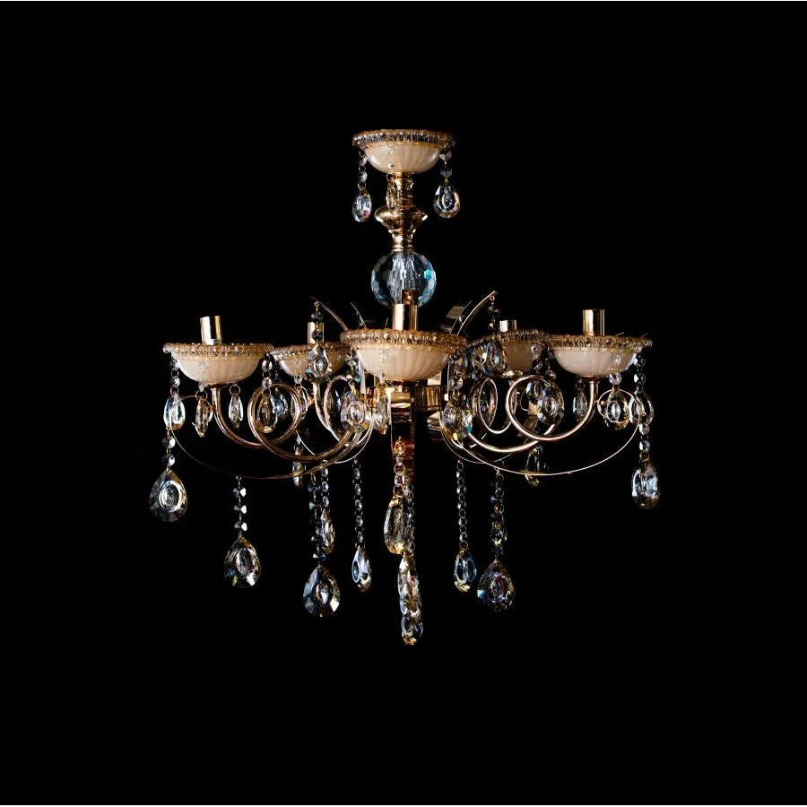 Giala Chandelier, 5*E14, χρυσός, μέταλλο και κρύσταλλο