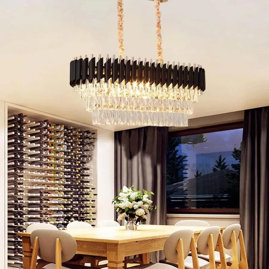 Κρυστάλλινος πολυέλαιος VERSAILLES Regalis 10x E14, Διάμετρος 80cm, Γυαλιστερό Χρυσό και Μαύρο, Ρυθμιζόμενο Ύψος