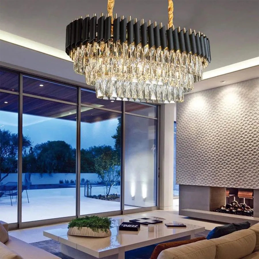 Κρυστάλλινος πολυέλαιος VERSAILLES Regalis 10x E14, Διάμετρος 80cm, Γυαλιστερό Χρυσό και Μαύρο, Ρυθμιζόμενο Ύψος