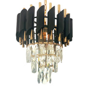 Crystal πολυέλαιο Versailles Petito 3xe14, διάμετρο 30cm, γυαλιστερό και μαύρο χρυσό, ρυθμιζόμενο ύψος