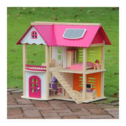 Doll Cottage με έπιπλα ροζ κουκούλα
