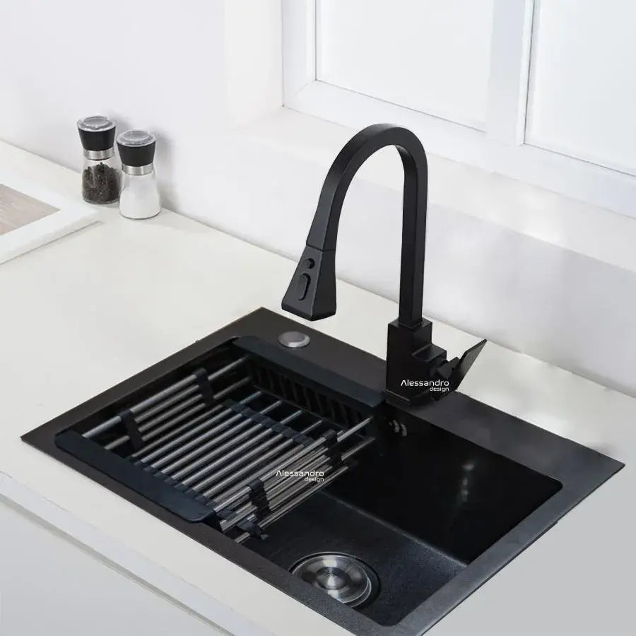 Νεροχύτης κουζίνας από ανοξείδωτο χάλυβα, 60x45 cm, σκούρο γκρι