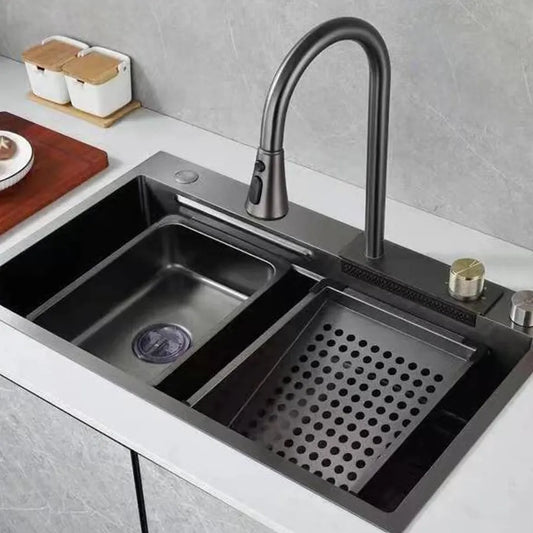 Περιλαμβάνεται νεροχύτης κουζίνας από ανοξείδωτο χάλυβα, 68x46cm, γκρι