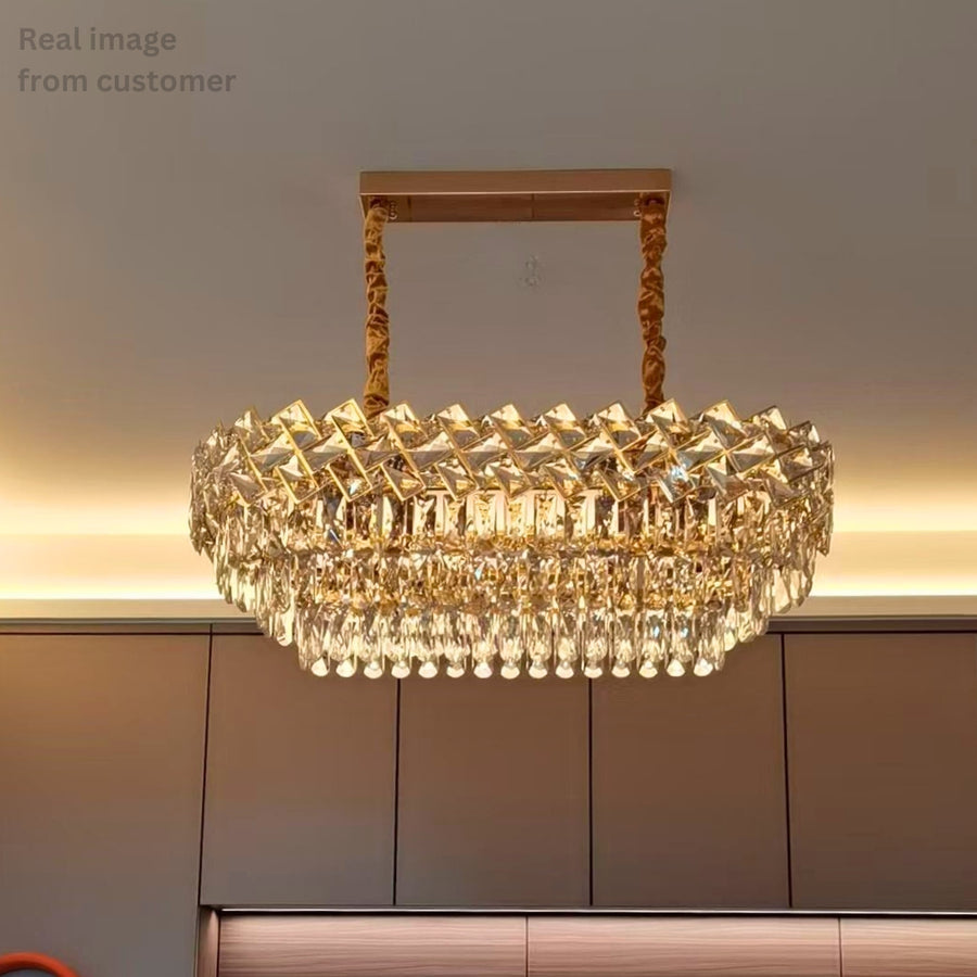 Κρυστάλλινος πολυέλαιος WINDSOR Regalis 10x E14, Διάμετρος 85cm, Γυαλιστερό Χρυσό, Ρυθμιζόμενο Ύψος