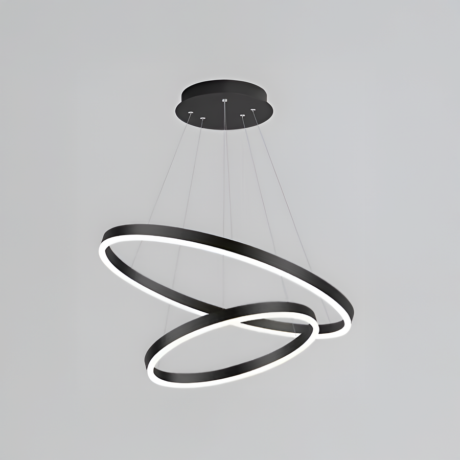 Κρεμαστός πολυέλαιος LED με τηλεχειριστήριο CASIANA 41W, 2 κύκλοι, Κρύο/Ζεστό/Ουδέτερο φως, Ρυθμιζόμενο, Μαύρο, Ρυθμιζόμενο ύψος