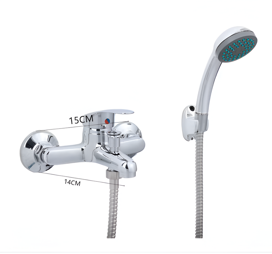 Μπάνιο μπαταρίας, ντους και εύκαμπτο σωλήνα, κράμα, κεραμική κασέτα, Chrome, CD001