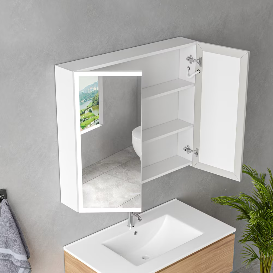 Ingrid Cabinet με LED Mirror DBP123 80x70 White