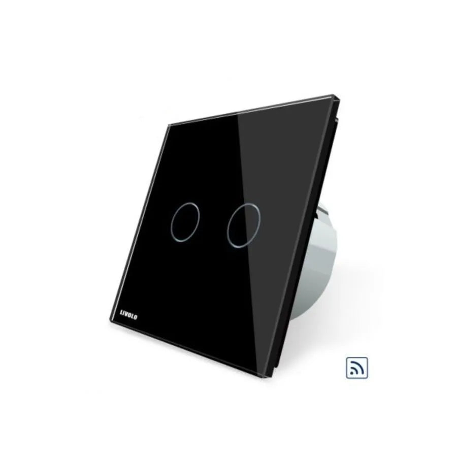 Ασύρματο, διπλό, μαύρο, ασφαλές γυαλί, διακόπτης αφής Livolo