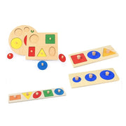 Παιχνίδι τύπου πολύχρωμου πίνακα με γεωμετρικά σχήματα, 6 κομμάτια, ξύλο