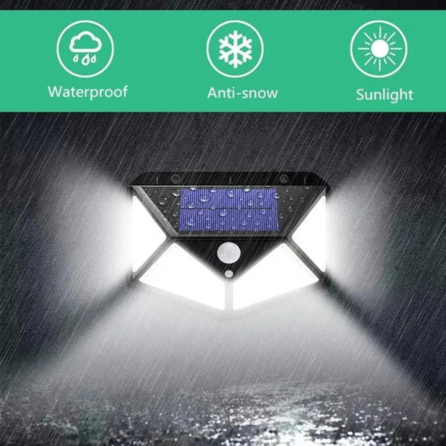 Ηλιακή λάμπα με αισθητήρα κίνησης, 100 LED, 20W, IP.65, μαύρο