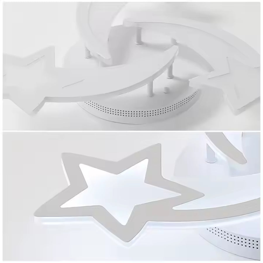 Πολυέλαιος LED με τηλεχειριστήριο IPOMOEA 48W, 3 αστέρια, Κρύο/Ζεστό/Ουδέτερο φως, Ρυθμιζόμενο, Λευκό