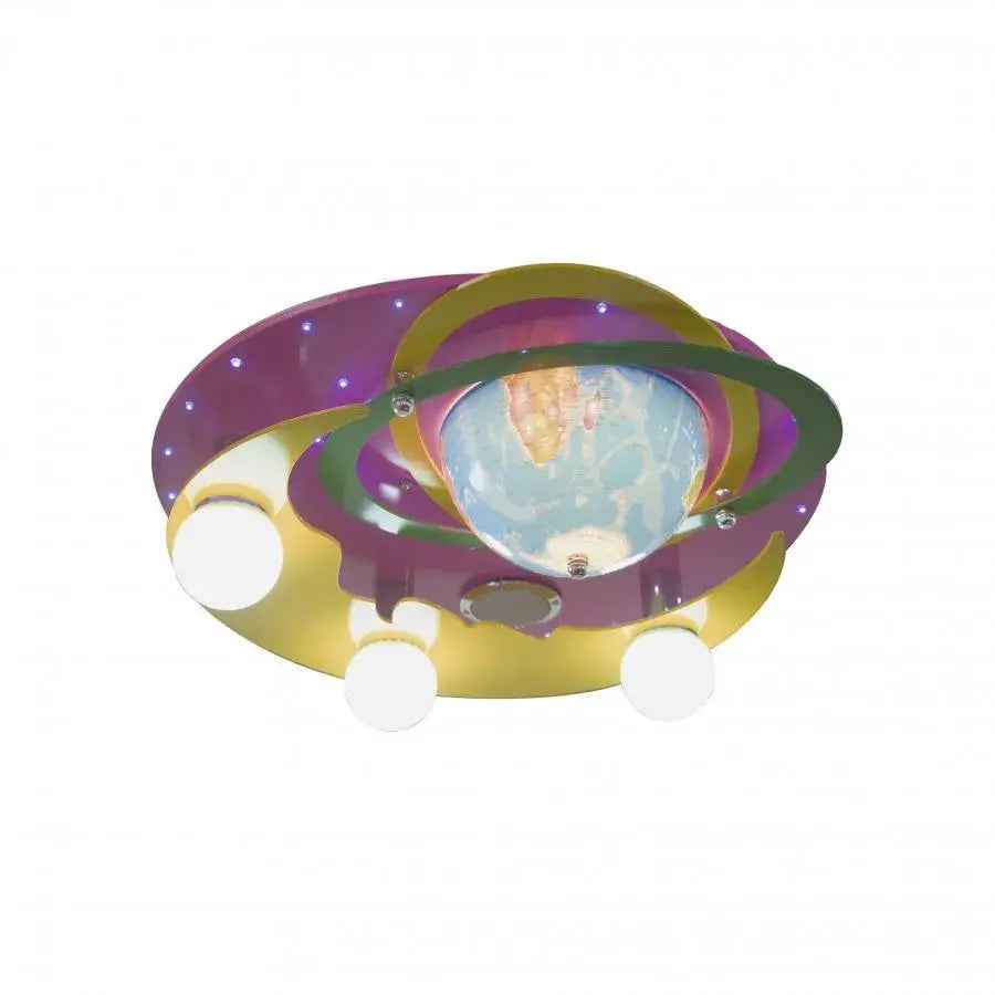 Beti πολυέλαιος, 3*E27, ροζ με κίτρινο, μέταλλο και ξύλο