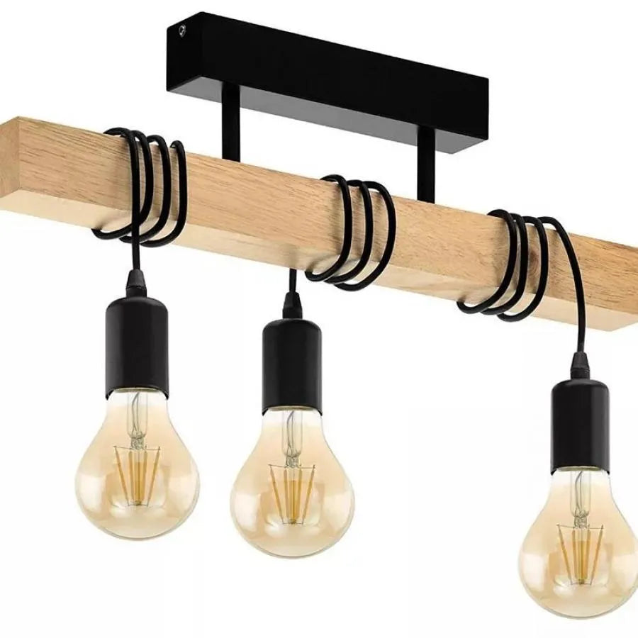 Ema Chandelier, 3*E27, καφέ, μέταλλο και ξύλο