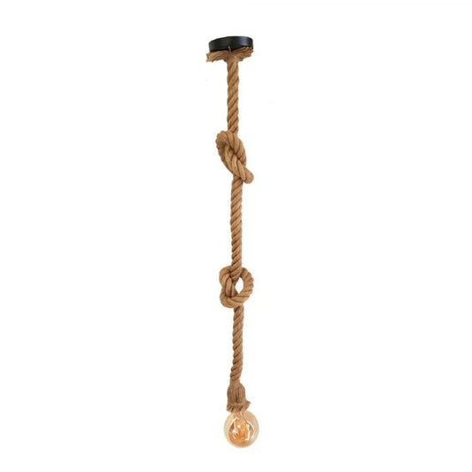 Vintage Πολυέλαιος CORDA, 1xE27, Ρουστίκ, String and Metal, 150cm, Μαύρο
