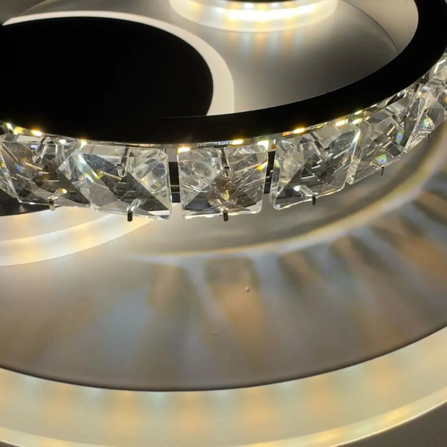 Κρυστάλλινος LED πολυέλαιος ARIELLA 30W, Στρογγυλός, Κρύο/Ζεστό/Ουδέτερο φως, Μαύρο