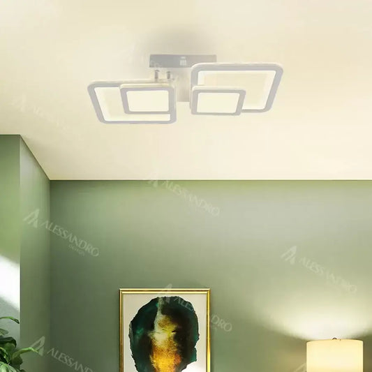 Πολυέλαιος LED με τηλεχειριστήριο BALANS 44W, 2 Τετράγωνα, Κρύο/Ζεστό/Ουδέτερο φως, Ρυθμιζόμενο, Λευκό